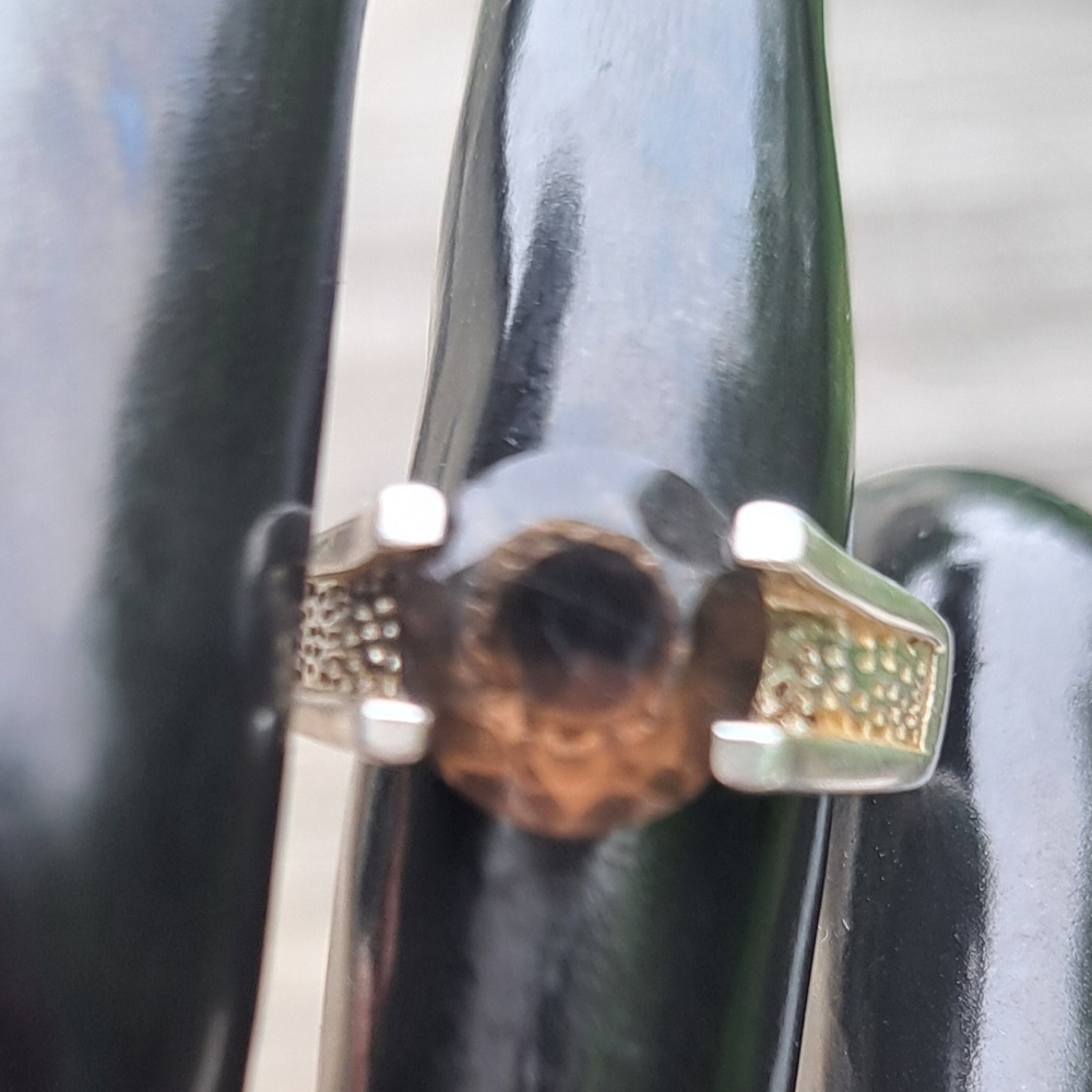 Brown smoky quartz sterling silver ring